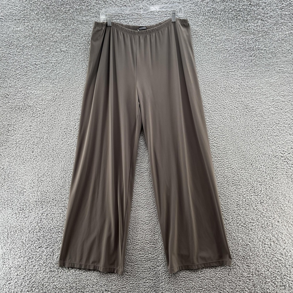 Crea Concept Pants Womens 12 Taupe Wide Leg Pull On Stretch Lounge Travel